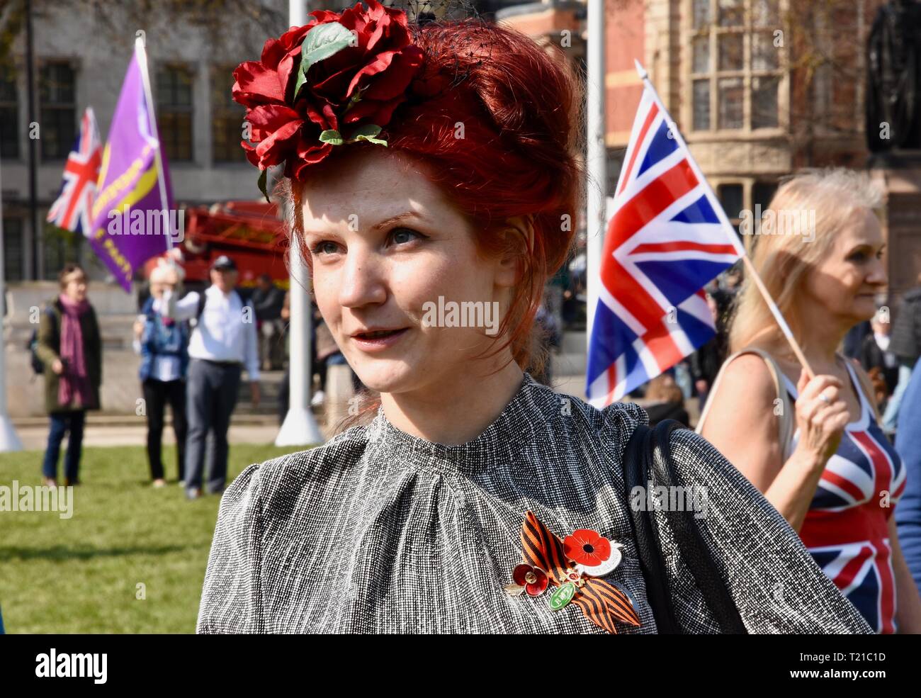 29th Mar 2019. March to Leave, Protesters gathered in Parliament Square on the day that the UK was originally due to leave the European Union, Houses of Parliament, Westminster, London. UK Credit: michael melia/Alamy Live News Stock Photo