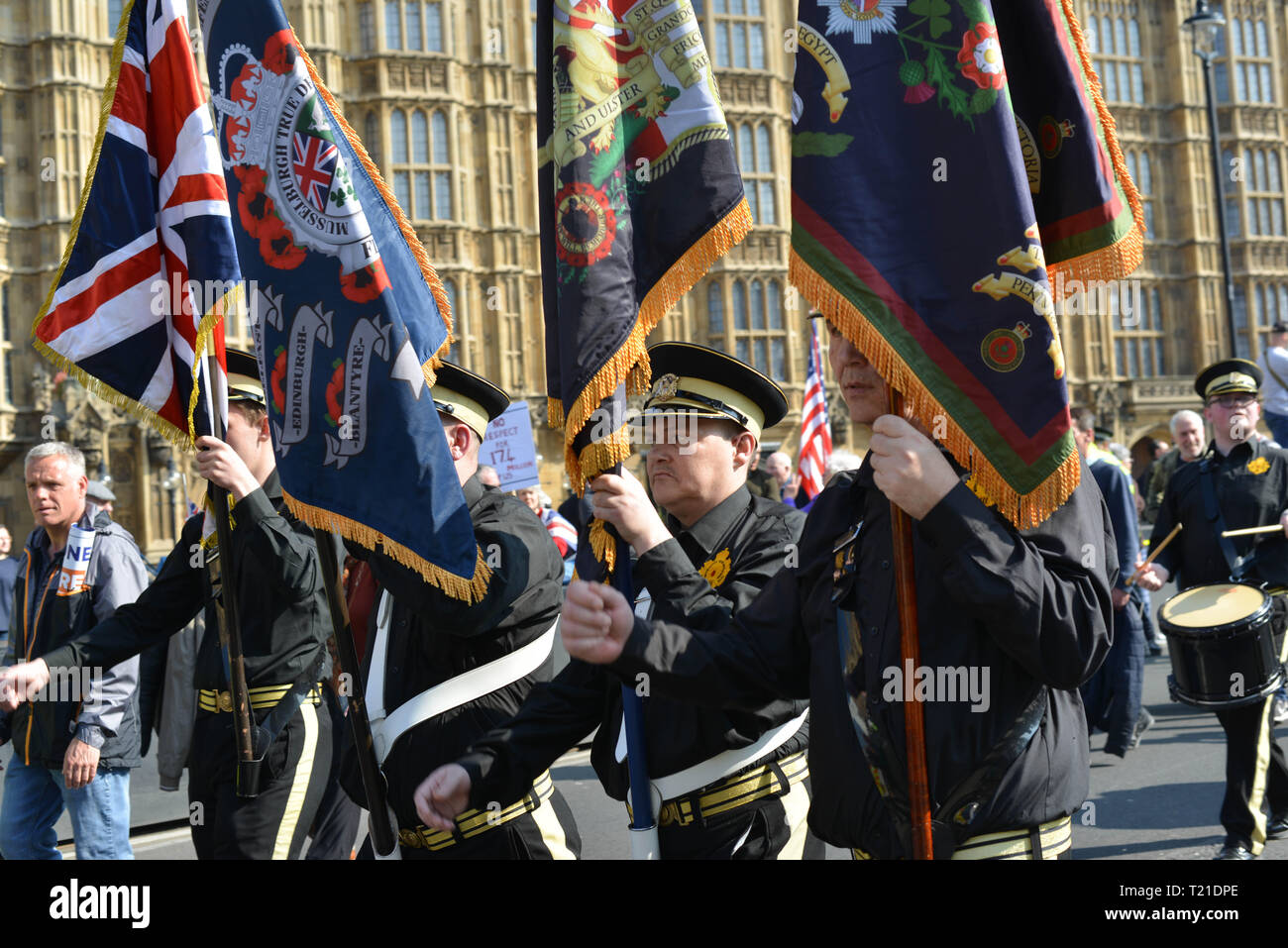 London, UK. 29th March, 2019. Pro-Brexit Activists demonstrate opposite Houses Of Parliament, on the day the UK was supposed to be leaving the EU. Credit: Thomas Krych/Alamy Live News. Stock Photo