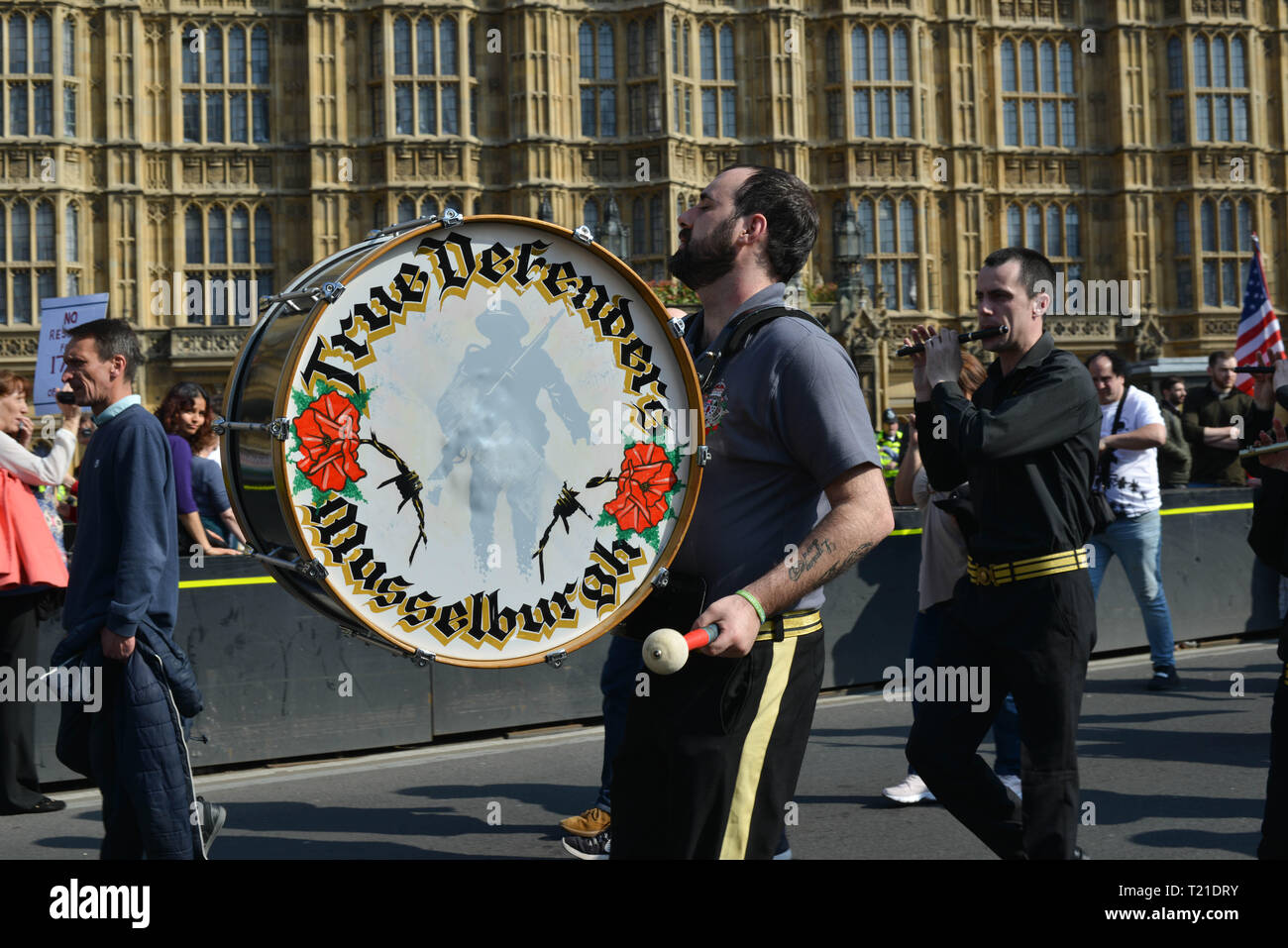 London, UK. 29th March, 2019. Pro-Brexit protest opposite Houses Of Parliament, on the day the UK was supposed to be leaving the EU. Credit: Thomas Krych/Alamy Live News. Stock Photo