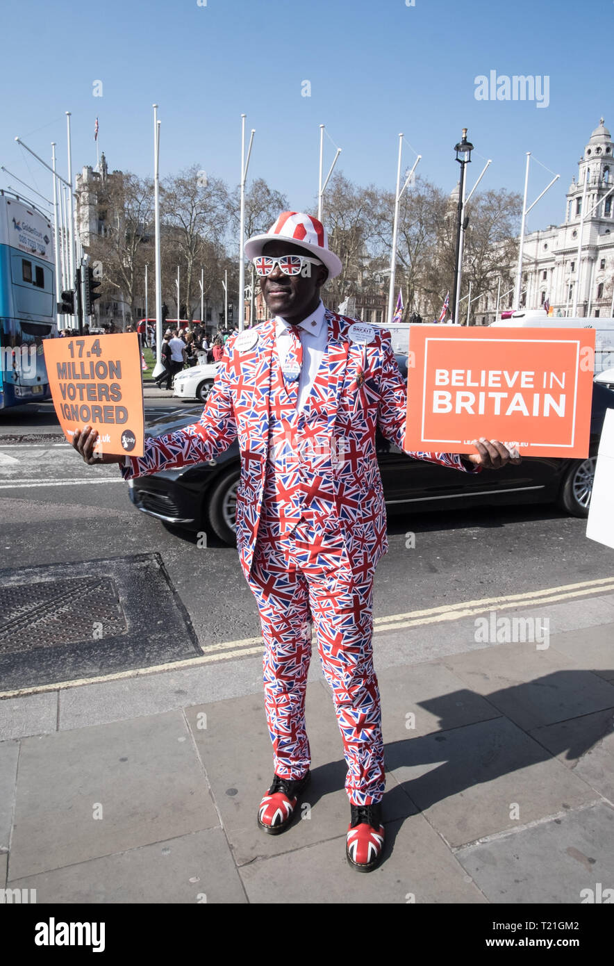 London, UK. 29th March 2019. Brexit protests outside parliament in London, UK. Credit: Jason Wood/17�Թ����� Live News. Stock Photo
