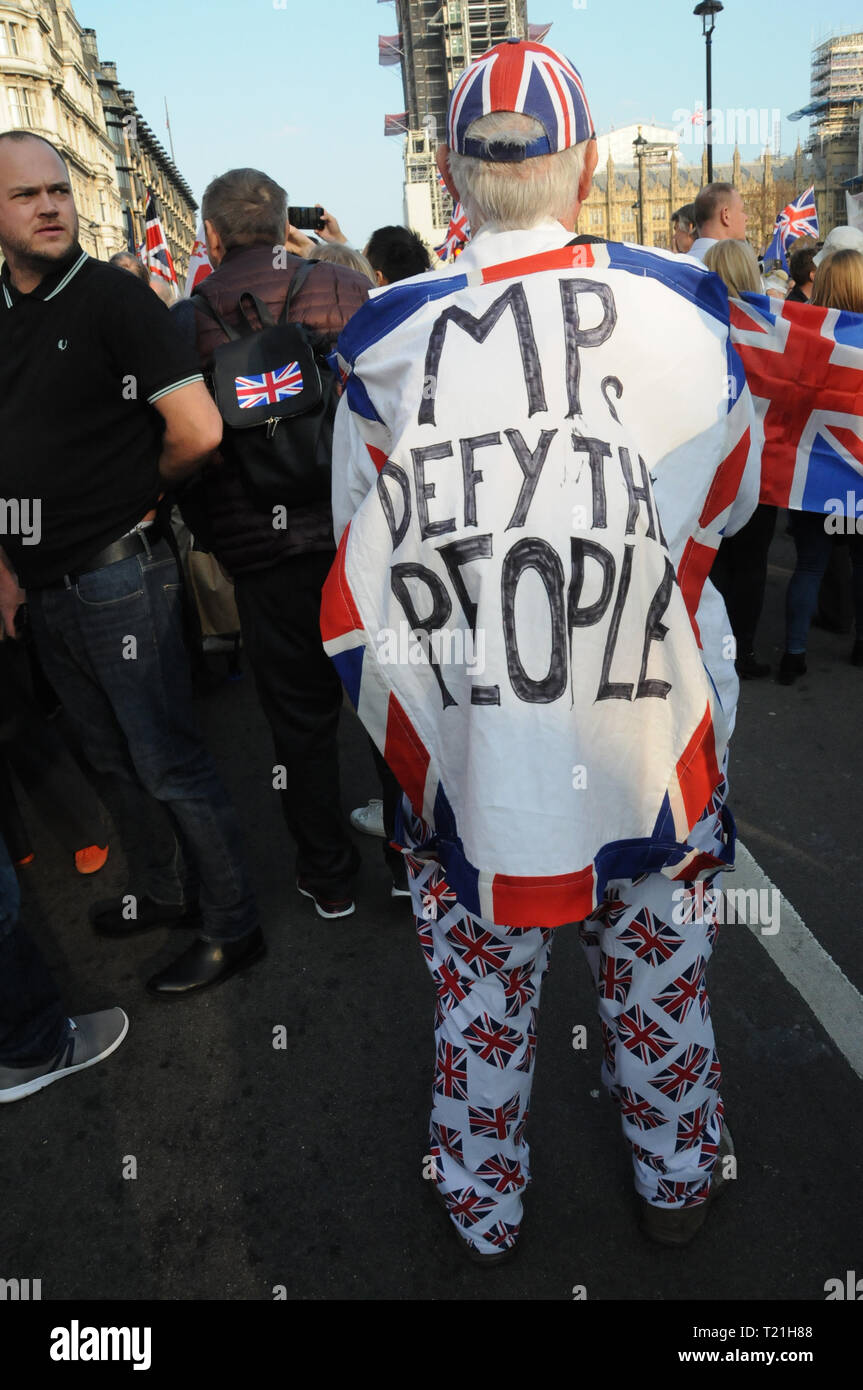 London, UK. 29th Mar, 2019. Brexiteers marched to London's Parliament Square,on the day that Britain was meant to leave the EU. Credit: Dario Earl/Alamy Live News Stock Photo
