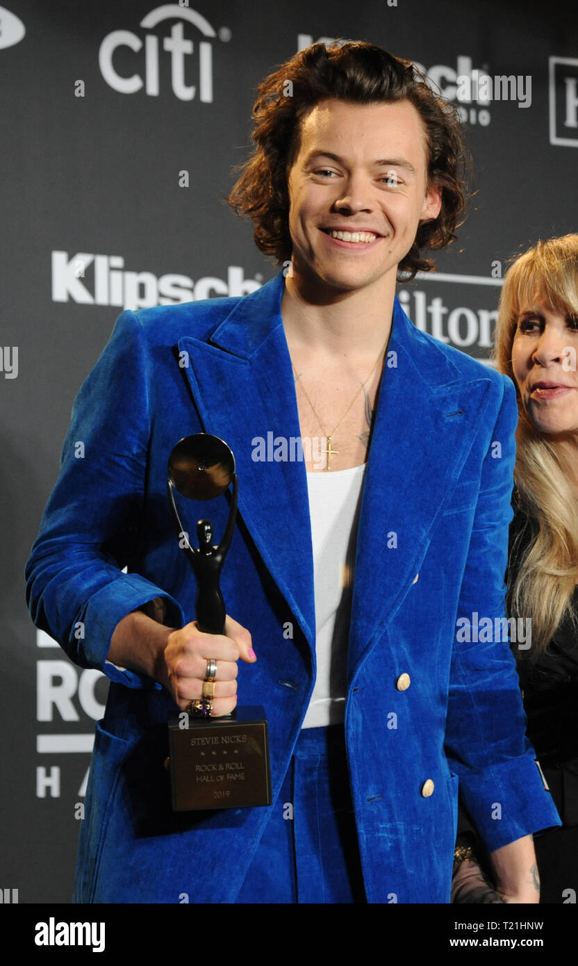 New York, NY, USA. 29th Mar, 2019. Harry Styles at the 2019 Rock N Roll  Hall Of Fame Induction Ceremony at the Barclays Center in Brooklyn, New  York City on March 29,