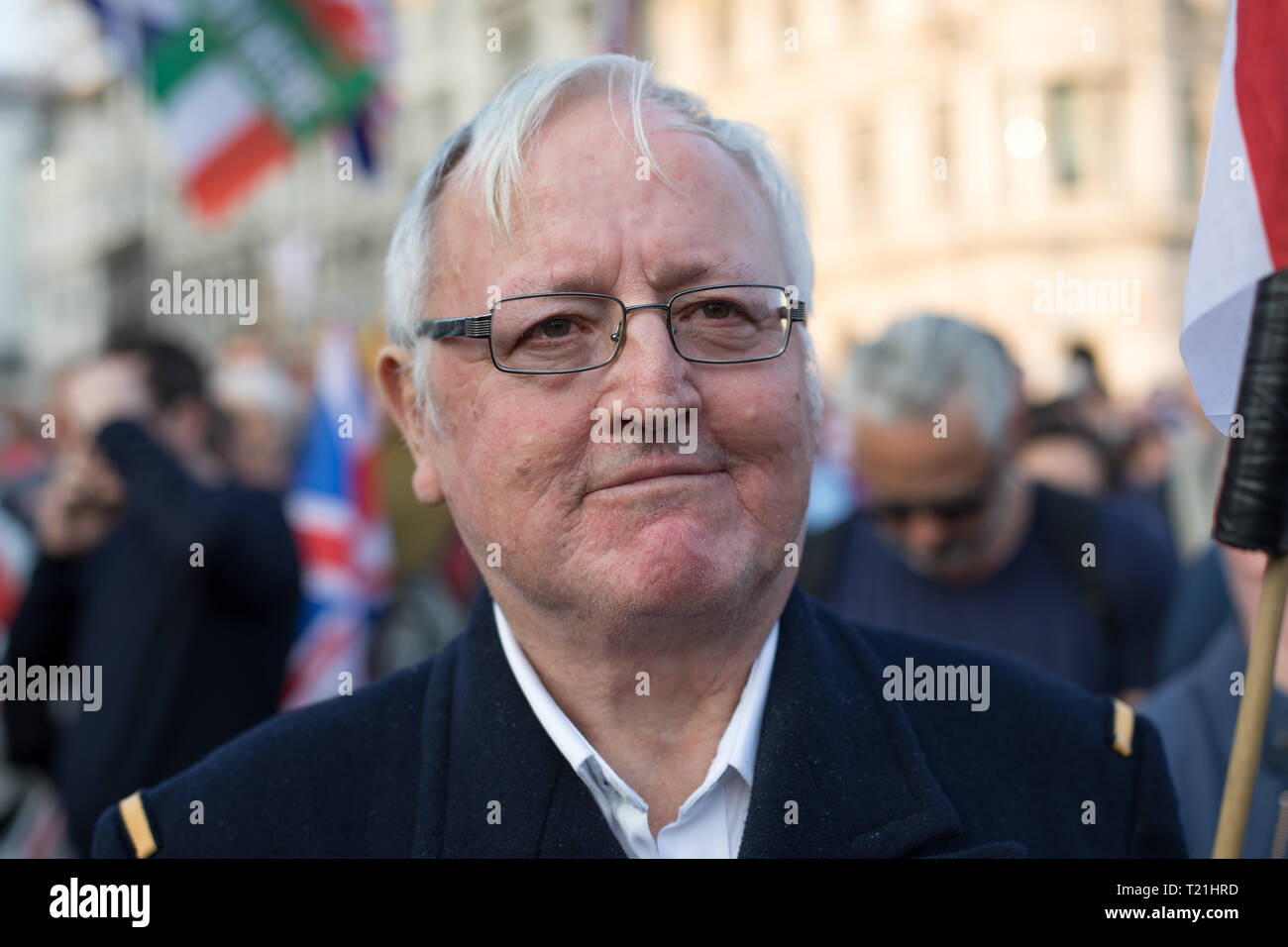 London, UK. 29th Mar, 2019. (L to R) Pro-Brexit demonstrators at Parliament Square, Westminster. MPs debate Theresa May's Withdrawal Agreement. The UK has to inform the EU by 11.00pm of the result of the vote in the Commons. Credit: Santo Basone/Alamy Live News Stock Photo