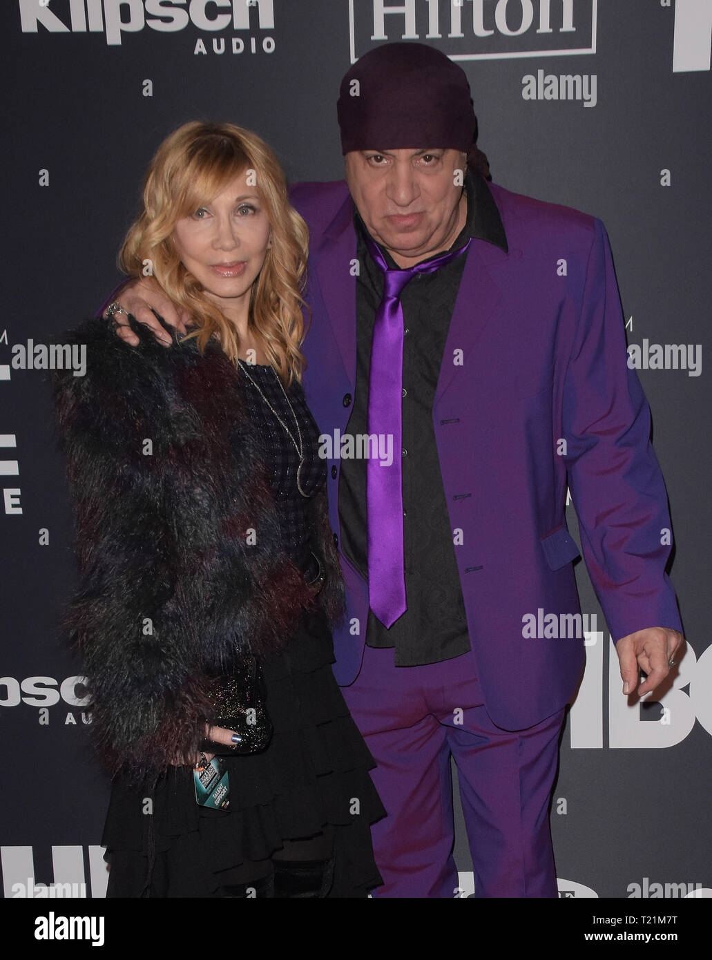 NEW YORK, NEW YORK - MARCH 29: Maureen Van Zandt, Steven Van Zandt attend the 2019 Rock & Roll Hall Of Fame Induction Ceremony at Barclays Center on March 29, 2019 in New York City. Photo: imageSPACE/MediaPunch Stock Photo