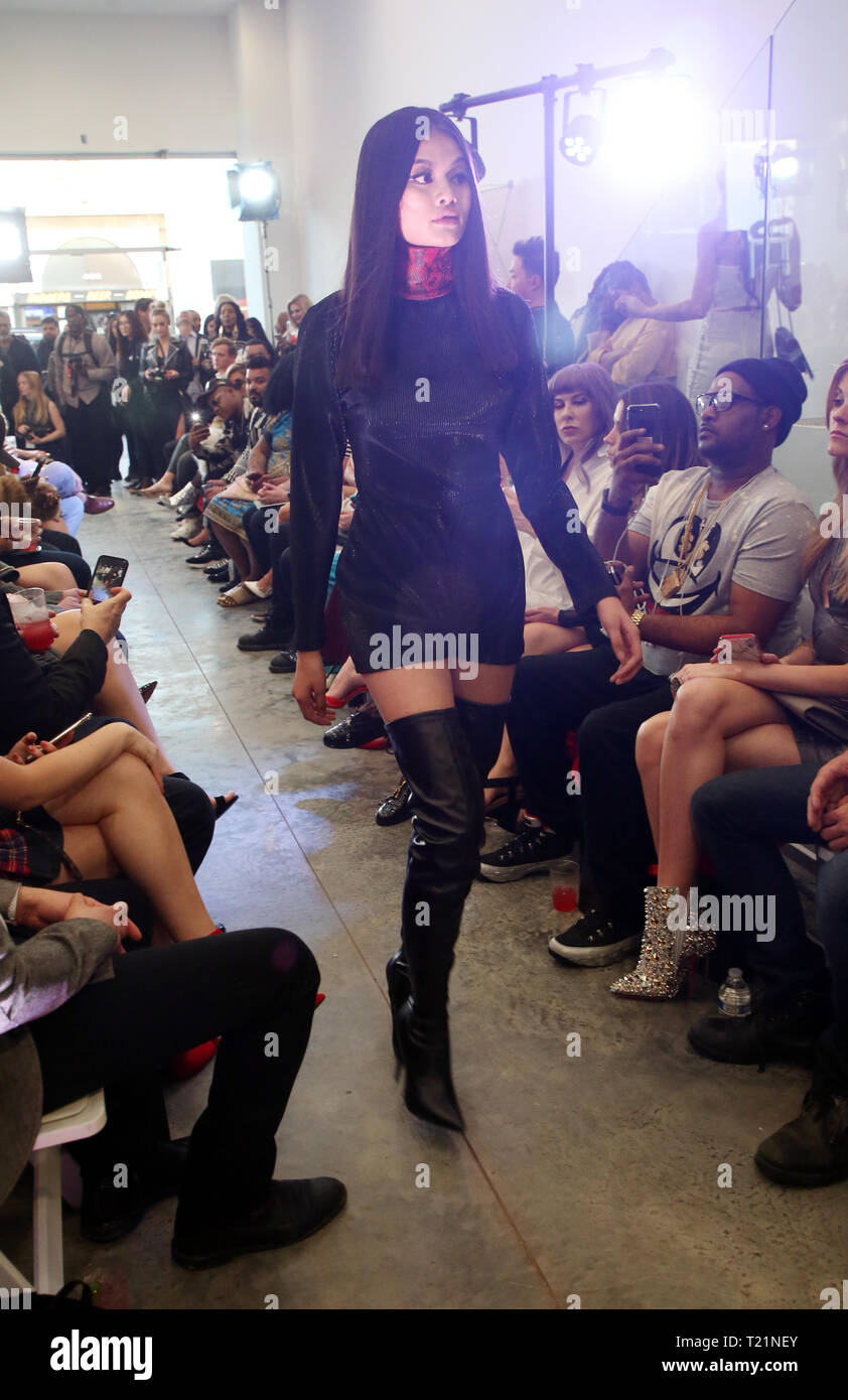 LOS ANGELES CA March 29: Model, Attend The Autumn/ Winter 2019