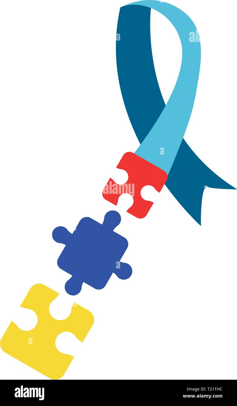 puzzles shaped ribbon autism awareness day vector illustration Stock ...