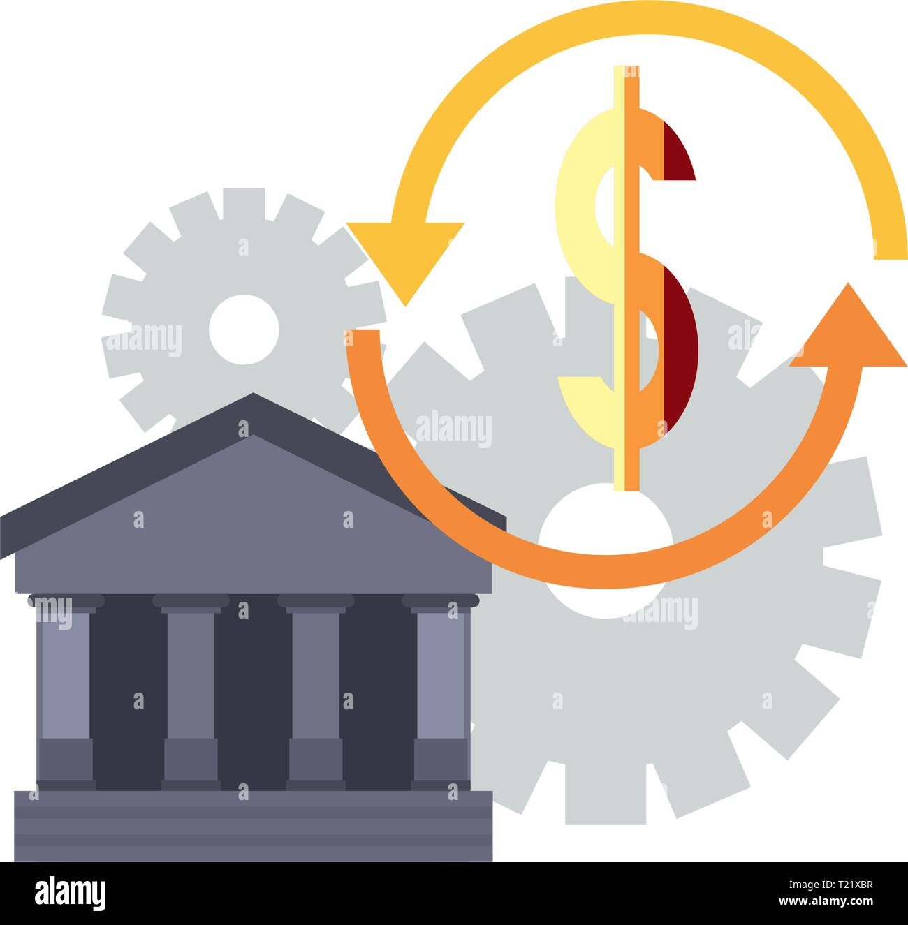 bank money dollar exchange gears vector illustration Stock Vector Image ...