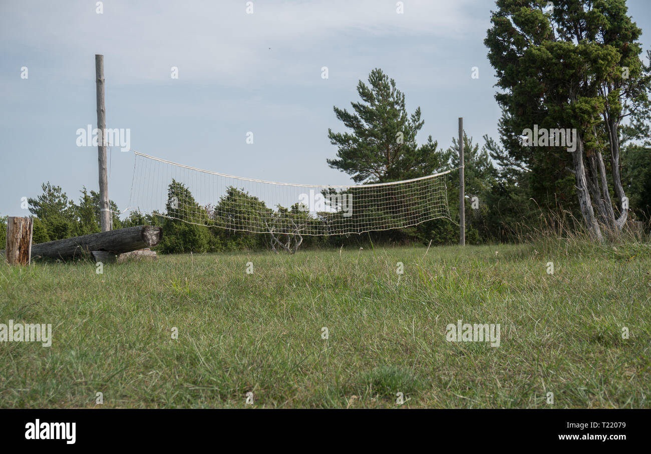 Volleyball court on grass Stock Photo Alamy