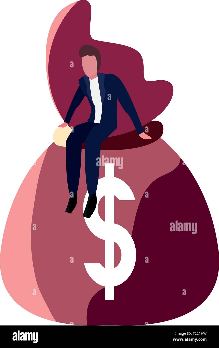 businessman sitting on money bag vector illustration Stock Vector Image ...