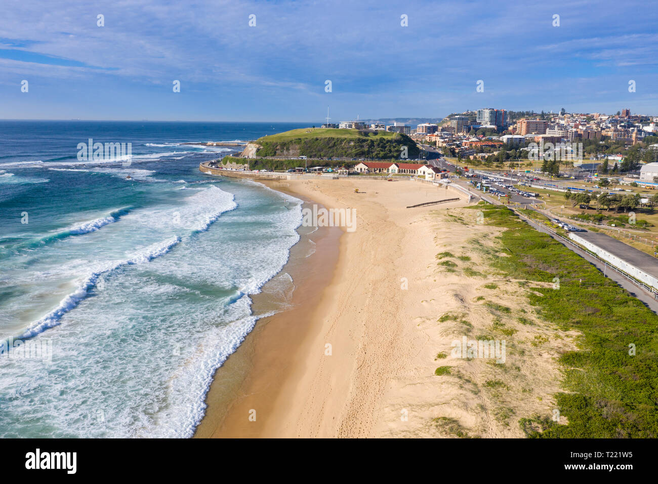 Aerial view of Nobbys Beach Newcastle Australia. Nobbys Beach located