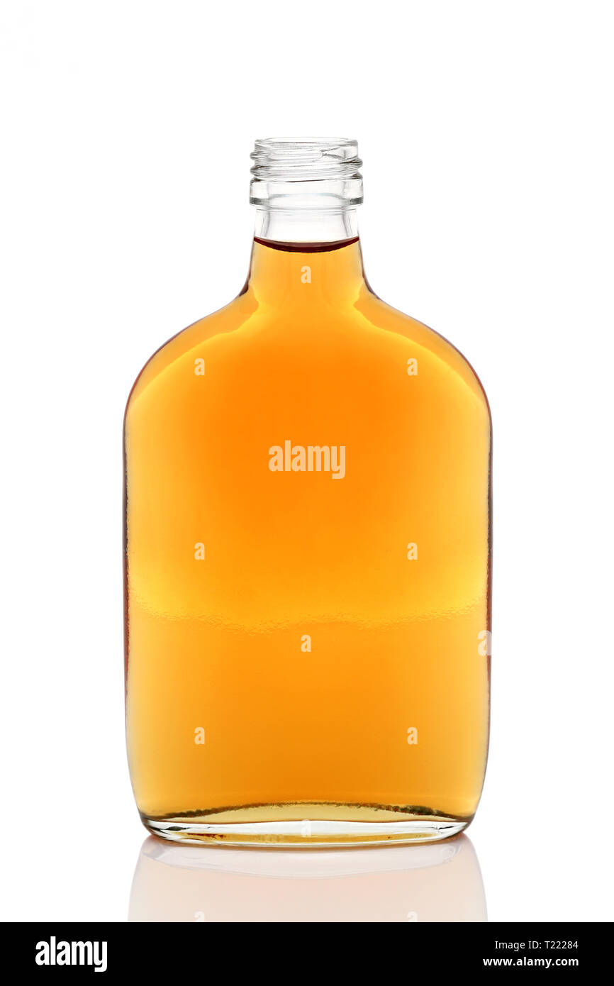 Glass bottle of whiskey on a white background Stock Photo Alamy