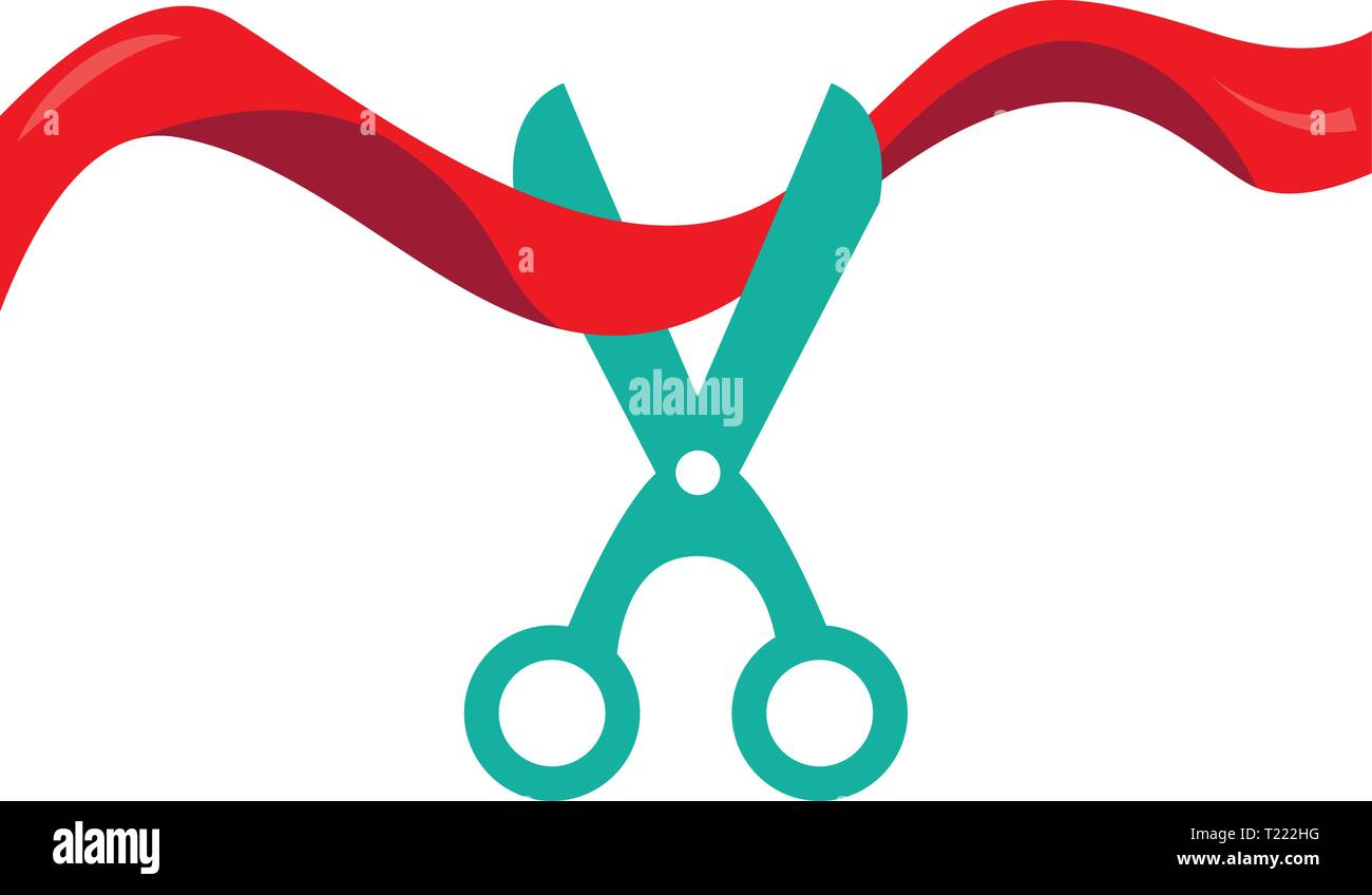 scissors cutting ribbon white background vector illustration Stock