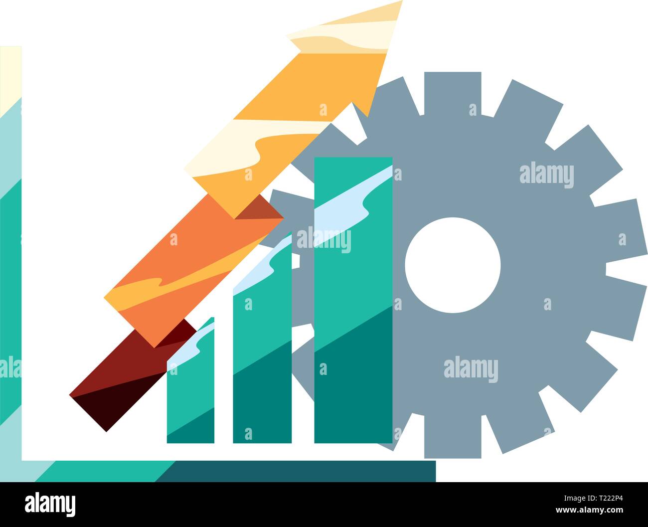 financial report diagram gear arrows profit vector illustration Stock ...