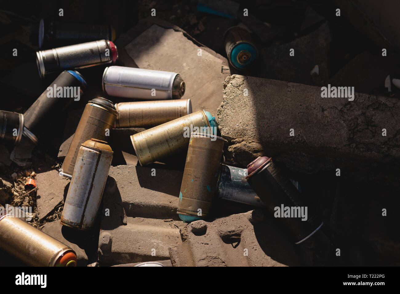 Aerosol can on ground Stock Photo