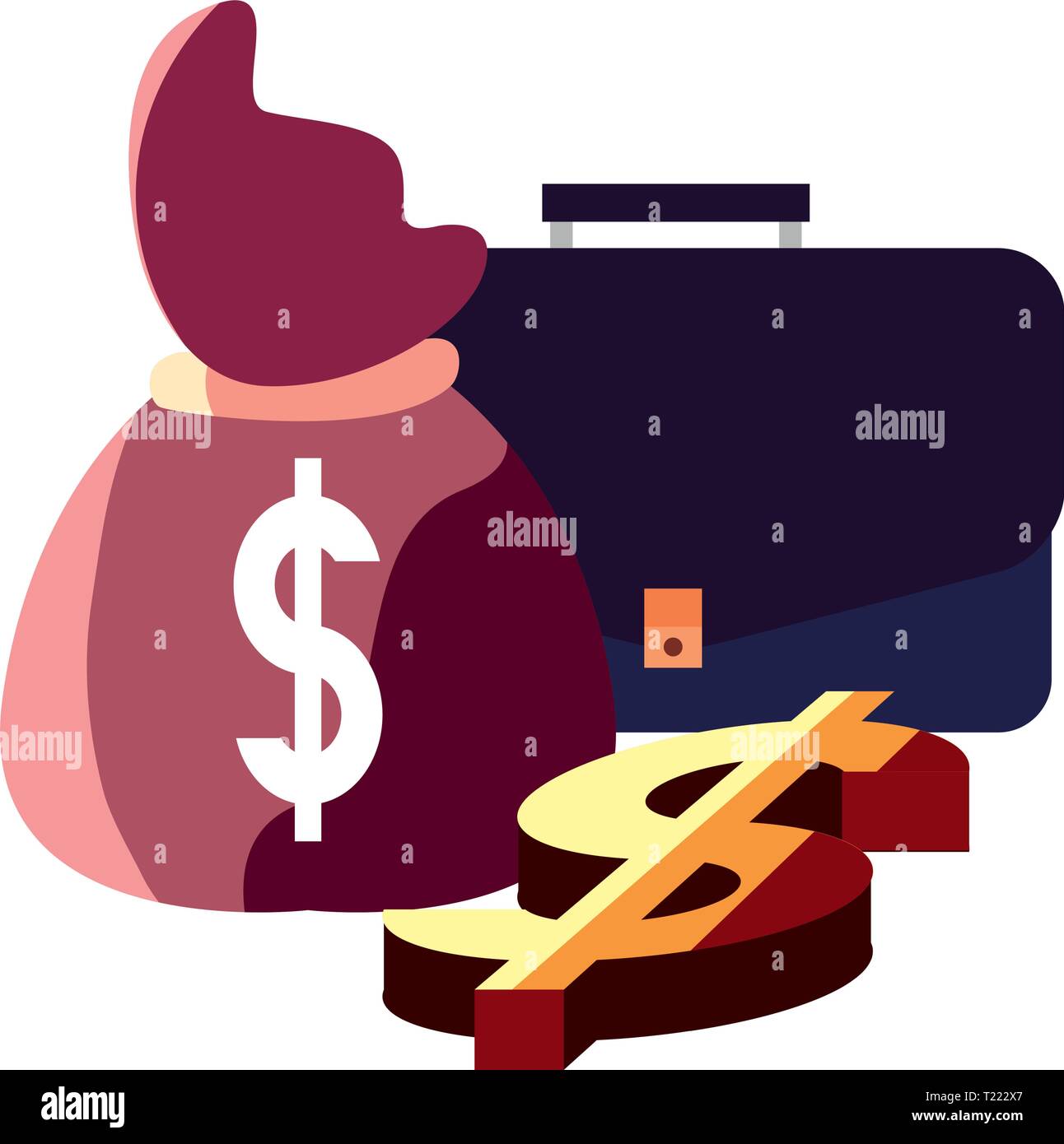 suitcase money bag dollar business vector illustration Stock Vector ...