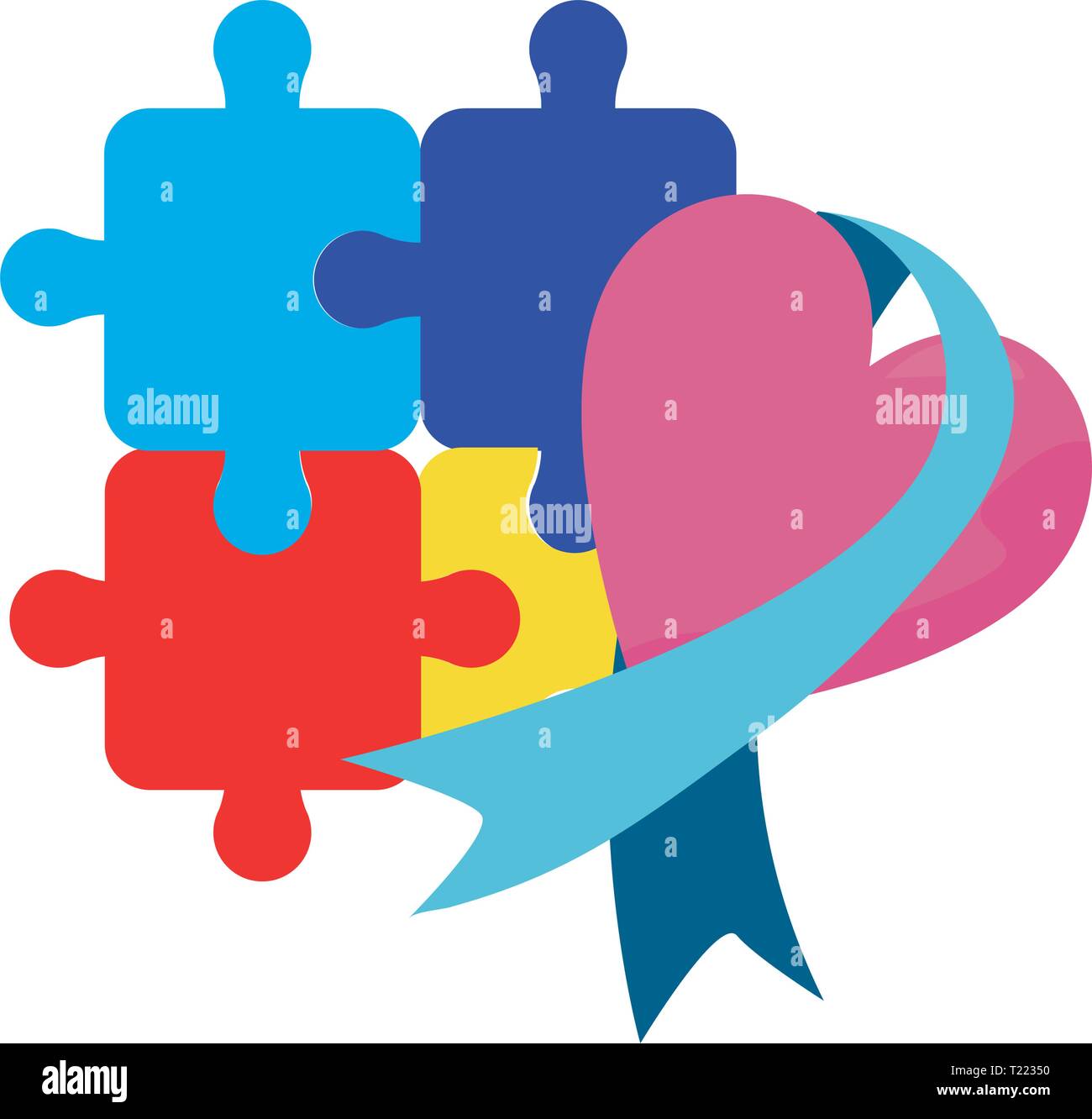 heart puzzle ribbon autism day vector illustration Stock Vector Image