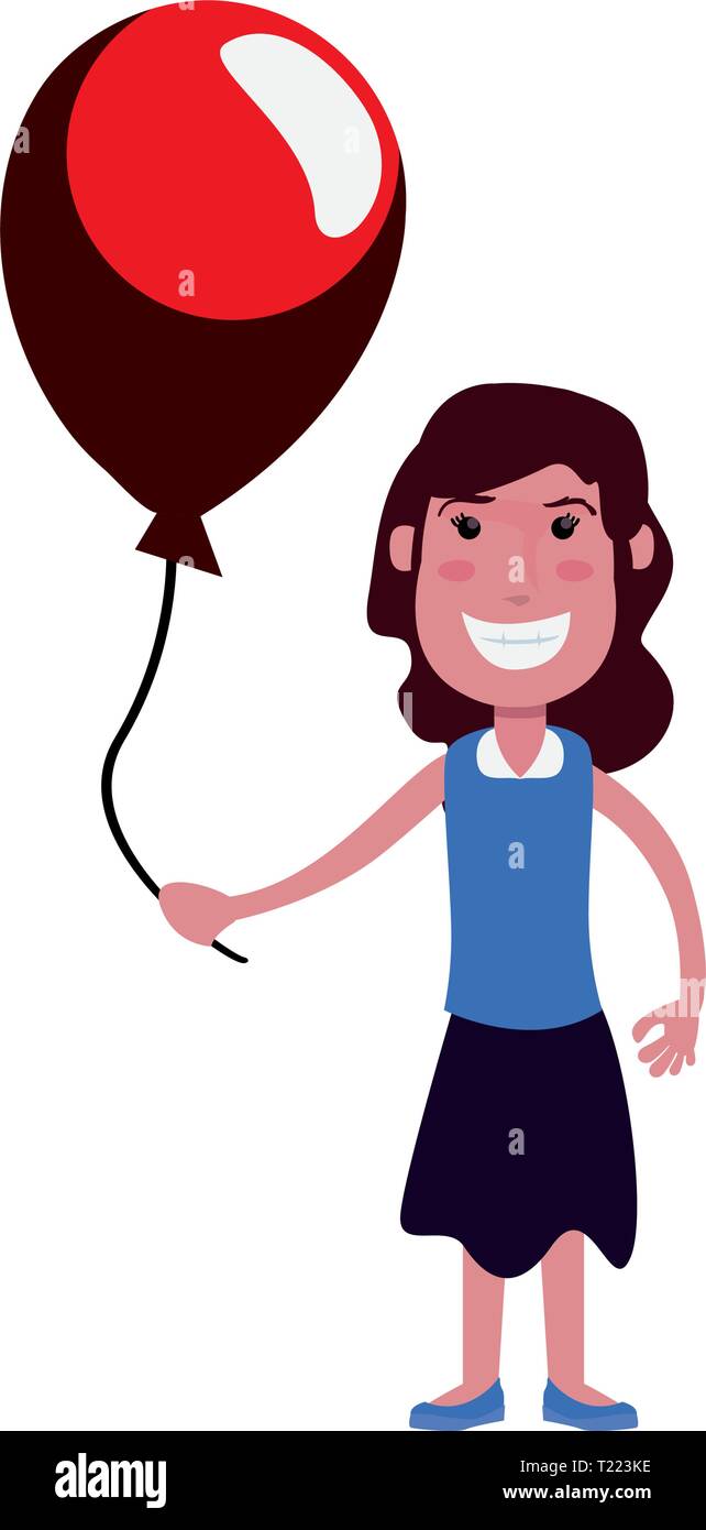 happy girl with balloon on white background vector illustration Stock ...
