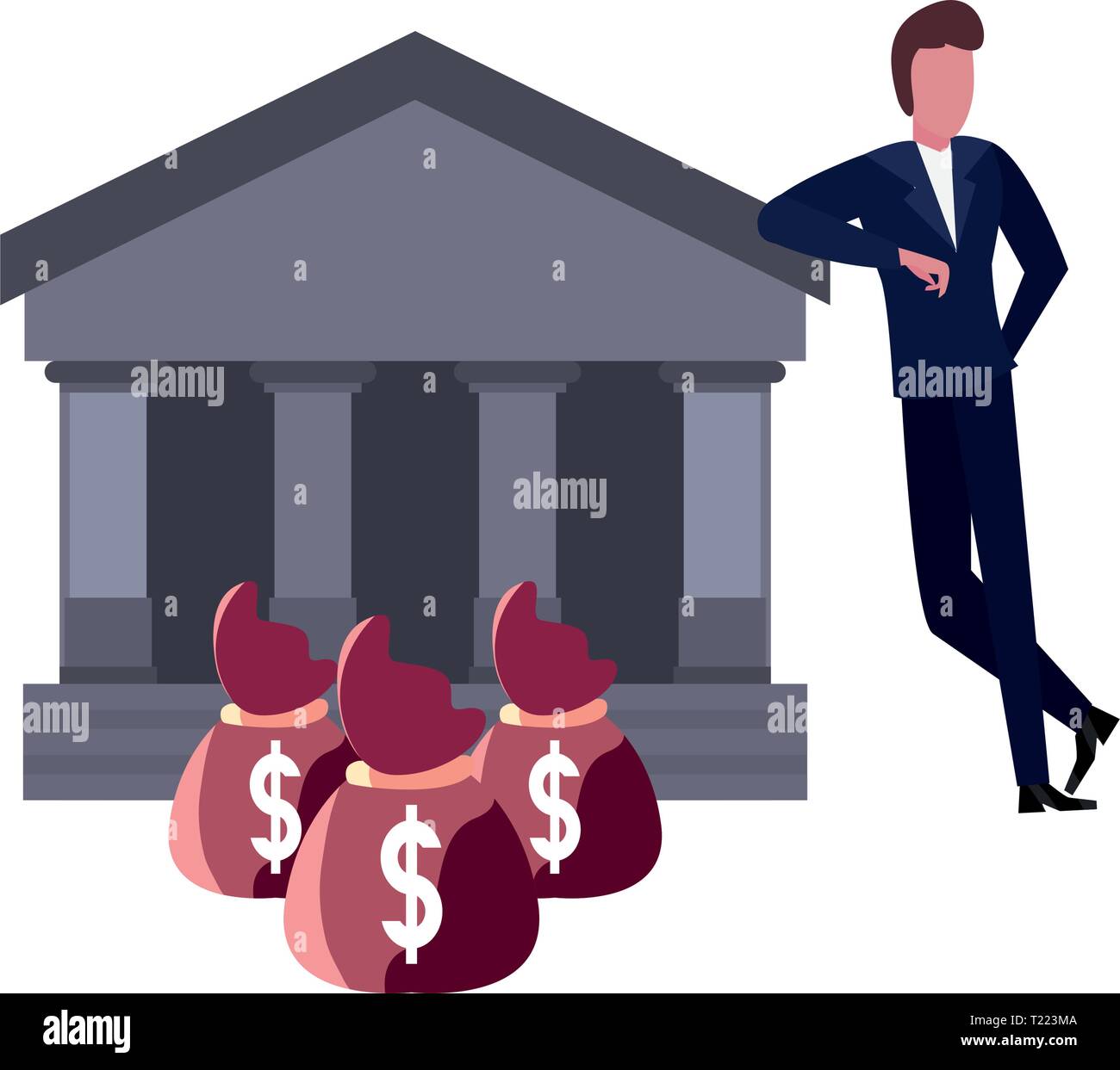 businessman money bags dollar bank vector illustration Stock Vector ...