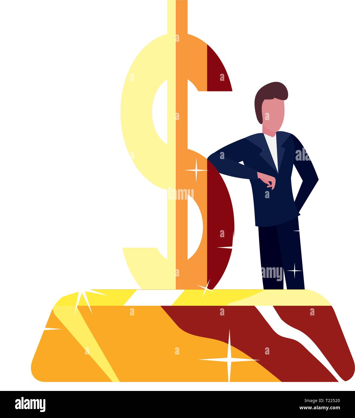 businessman money dollar gold bar vector illustration Stock Vector ...