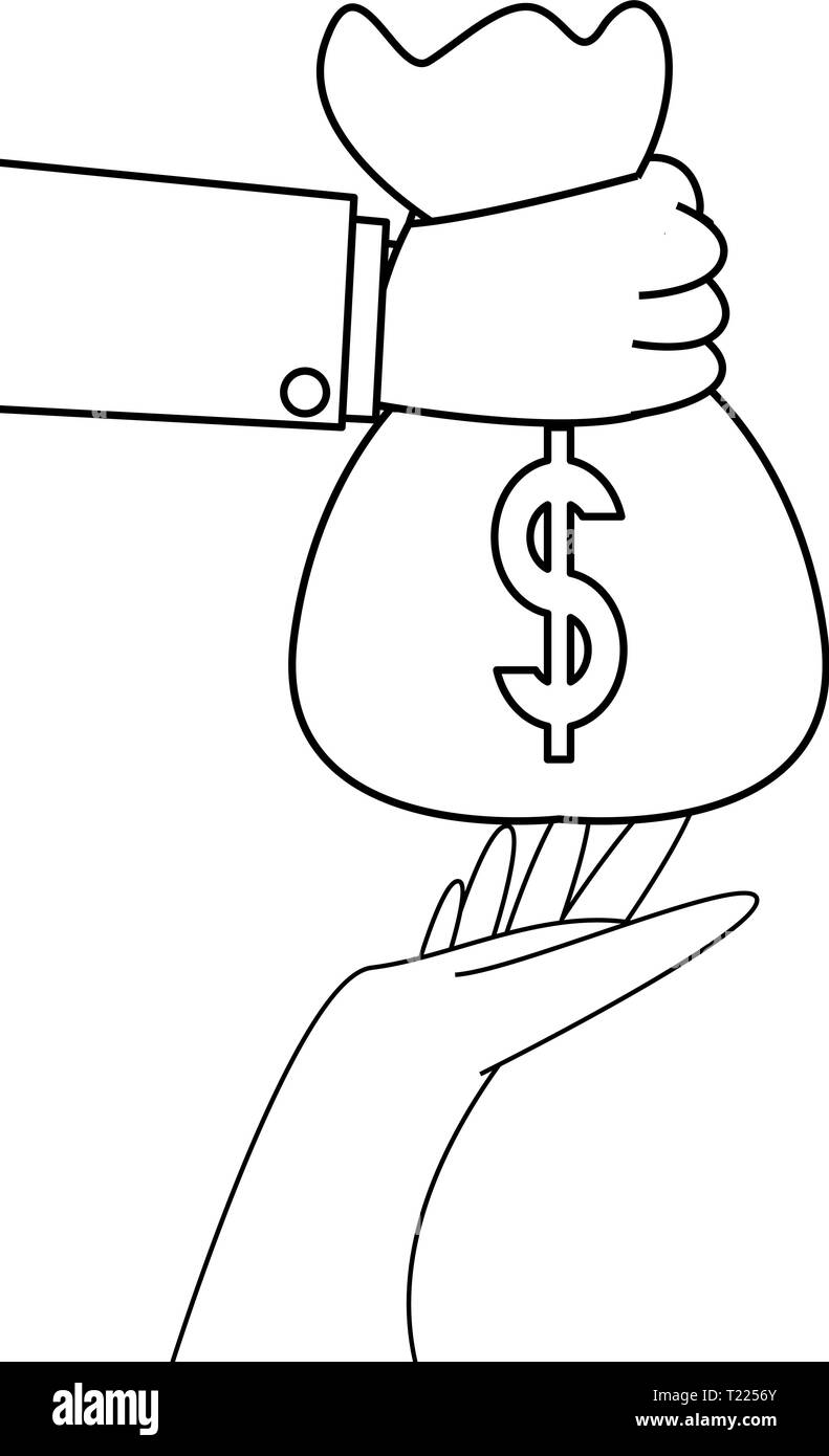 hand with money bag giving vector illustration Stock Vector Image & Art ...