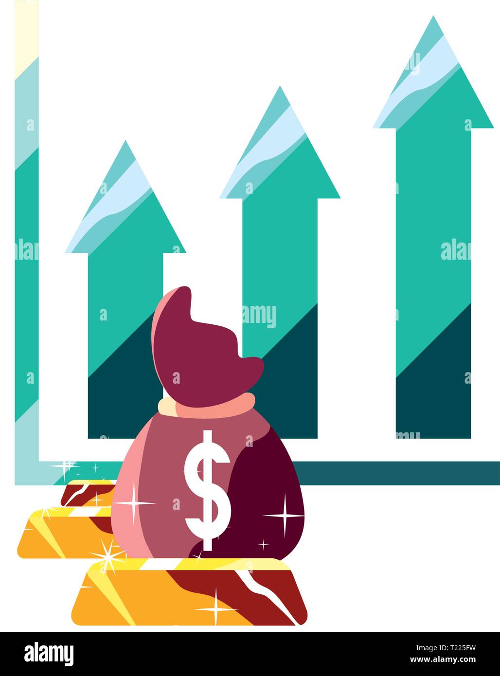 money bag gold bars diagram finance vector illustration Stock Vector ...