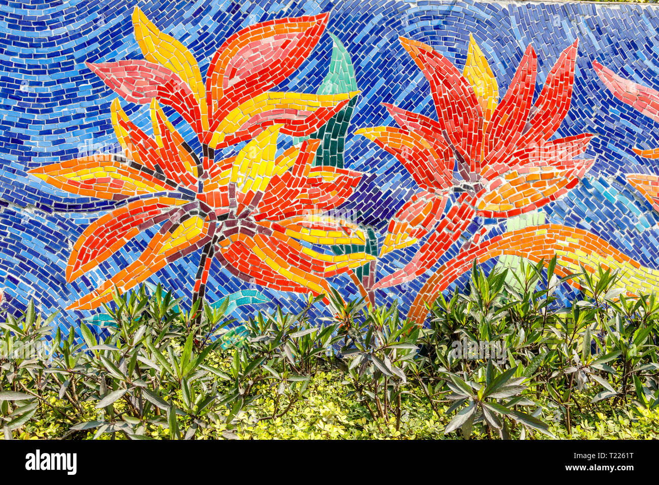 Hanoi Ceramic Mosaic Mural or Hanoi Ceramic Road. Vietnam. Depicting