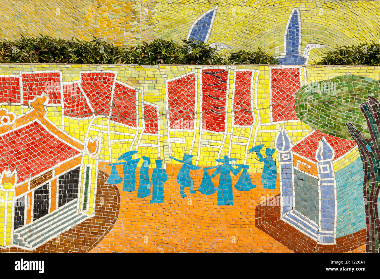 Hanoi Ceramic Mosaic Mural or Hanoi Ceramic Road. Vietnam. The longest