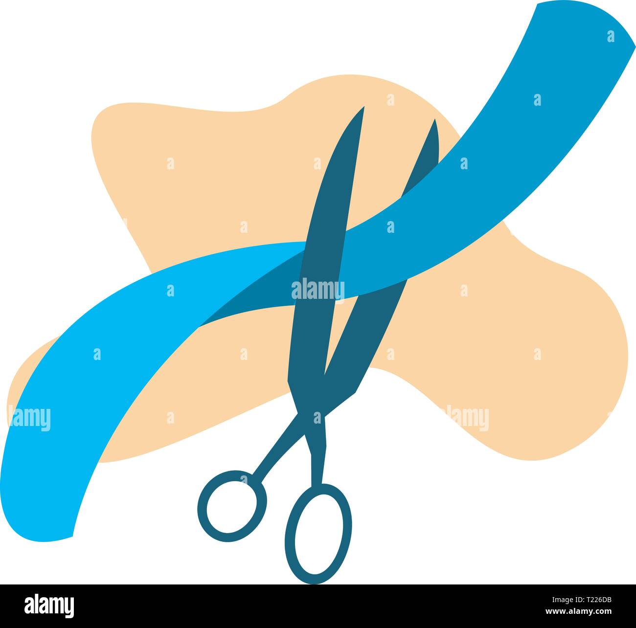 scissors cutting ribbon white background vector illustration Stock