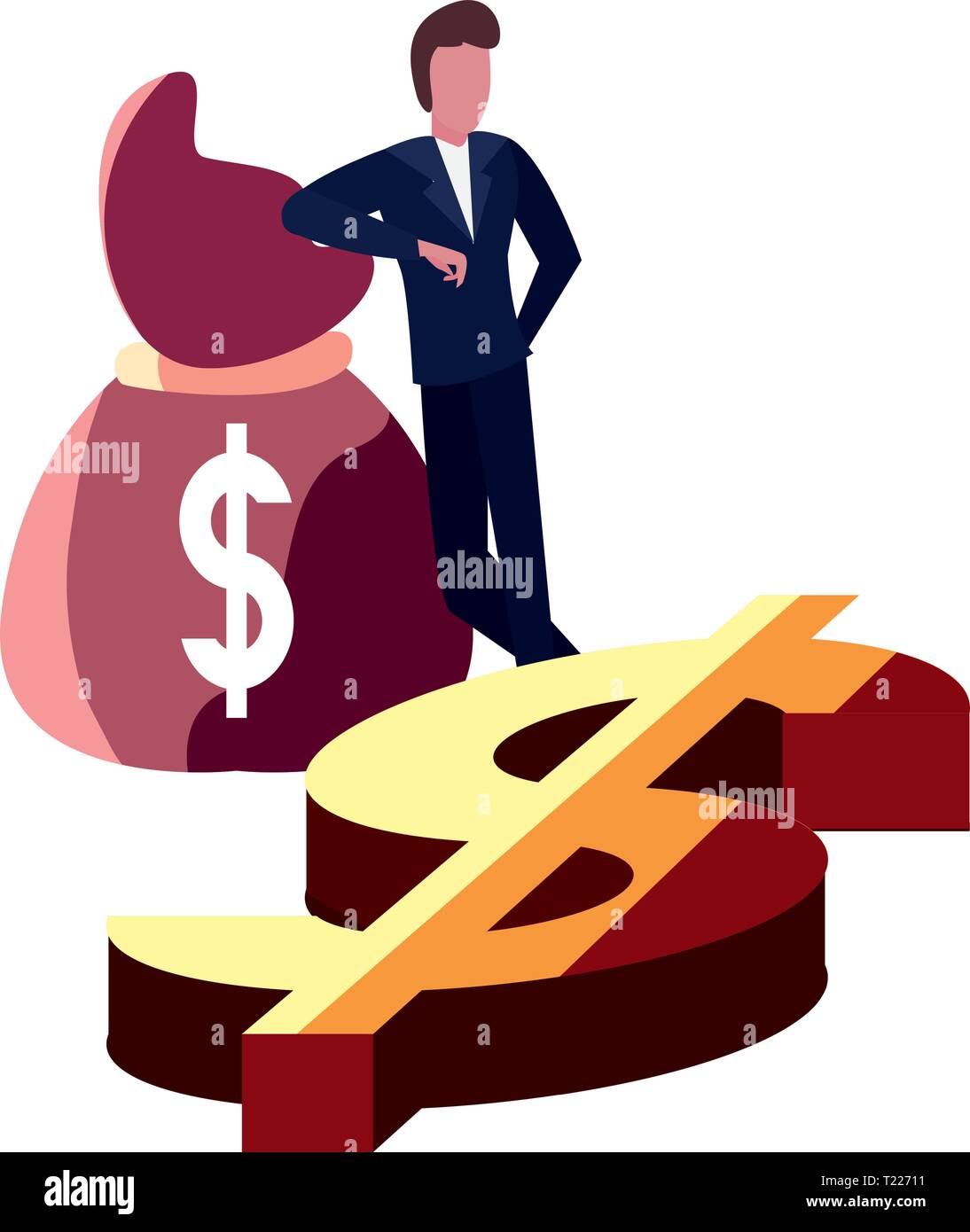 businessman money bag dollar vector illustration design Stock Vector ...