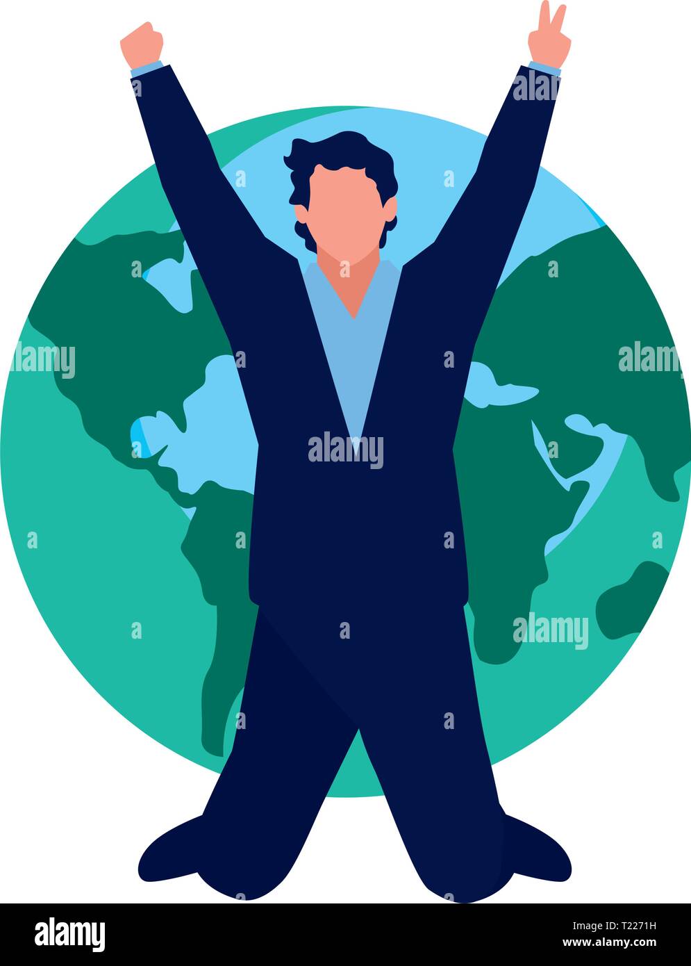 successful businessman world business vector illustration design Stock ...