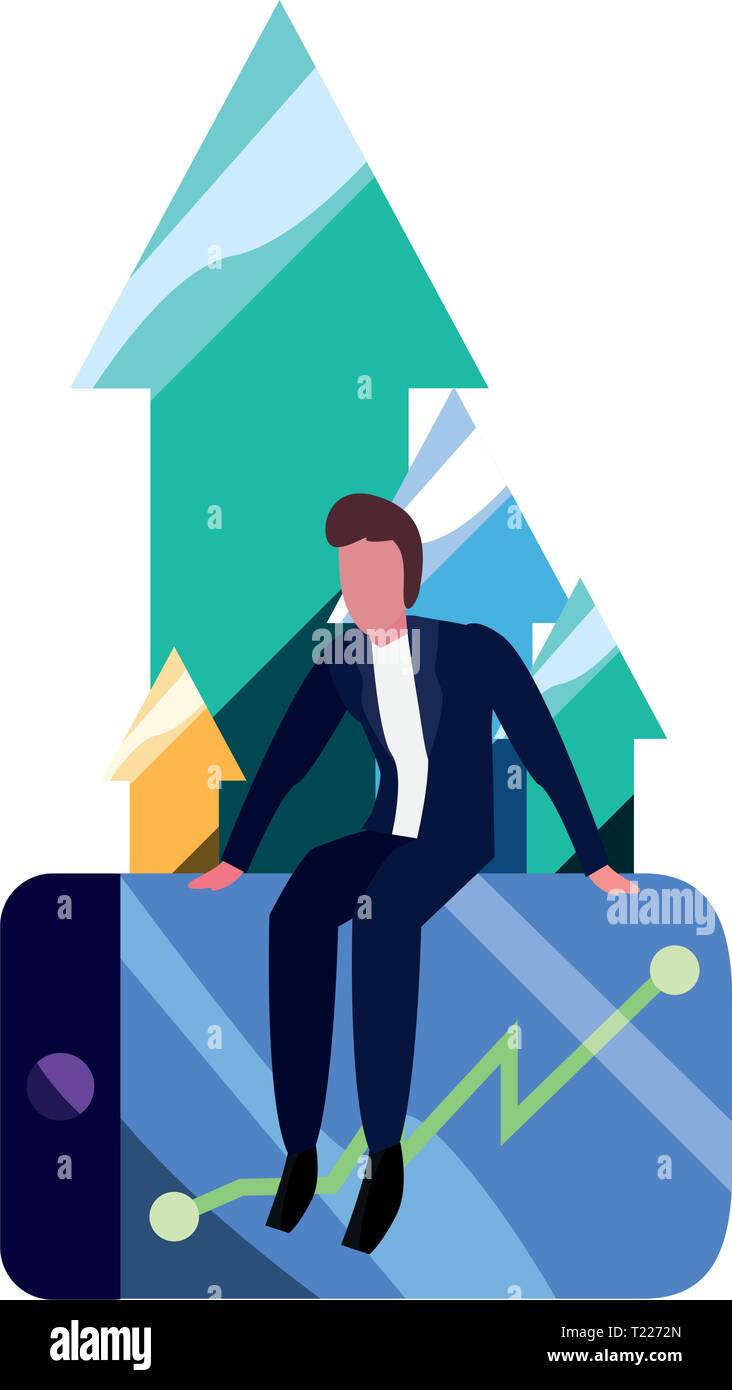 businessman cellphone diagram report vector illustration vector ...