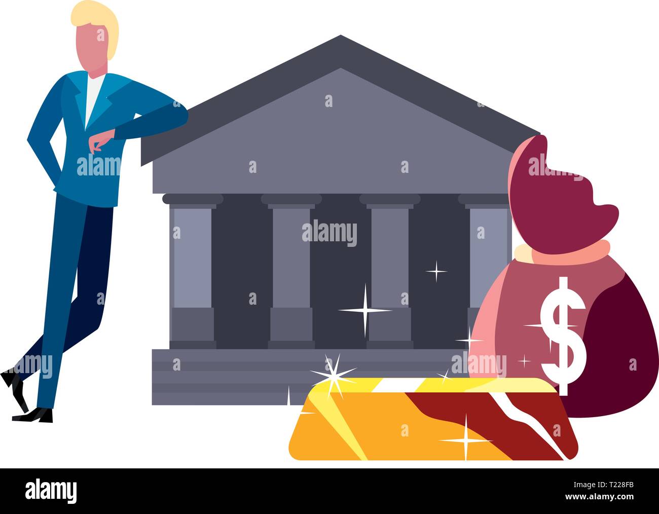 businessman money bank gold bar vector illustration Stock Vector Image ...
