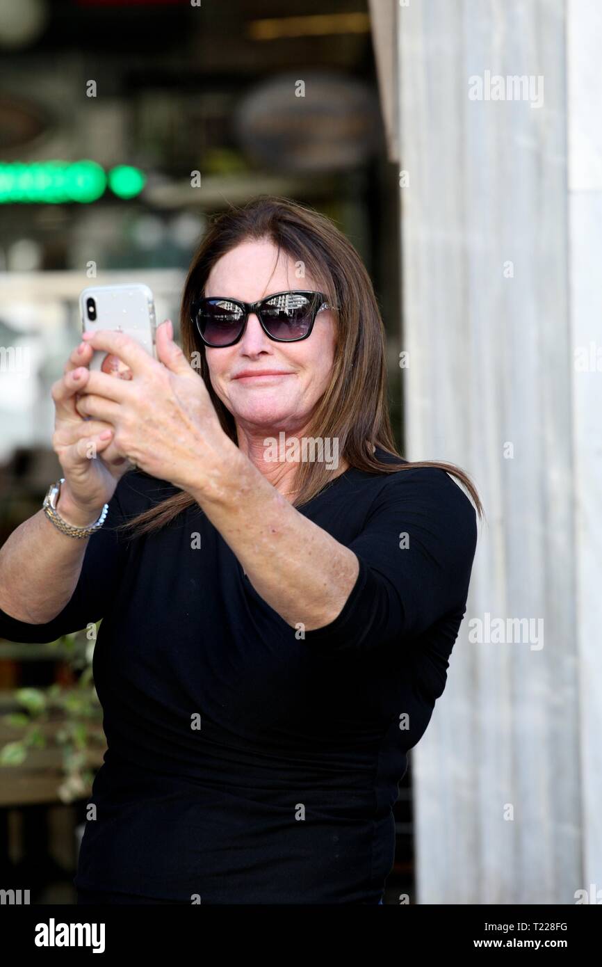 American television personality CAITLYN JENNER walks in the center of Athens.Jenner visits Greece because she will participate in Greek TV show.Photos Stock Photo