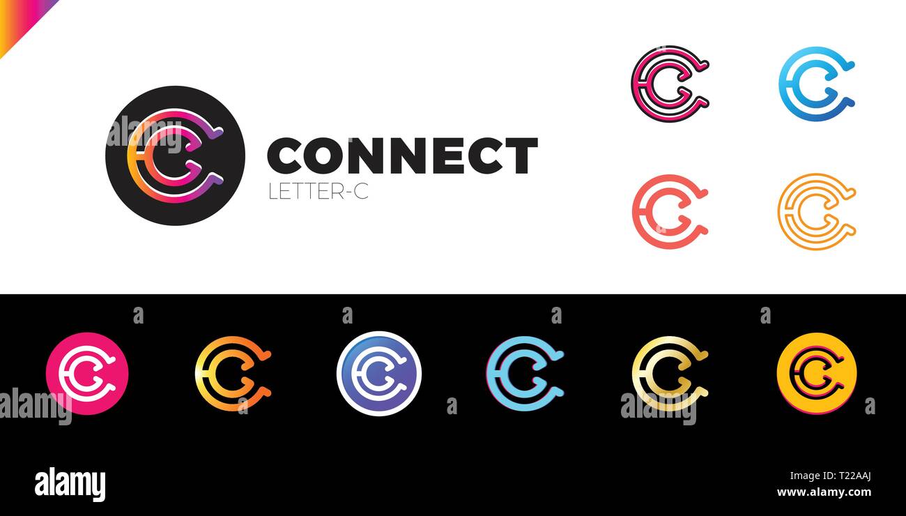Letter C logo icon design template elements set or collection Stock Vector