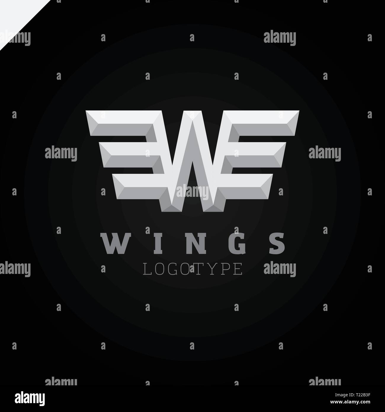 Abstract wings and letter W logo template. Vector business icon ...