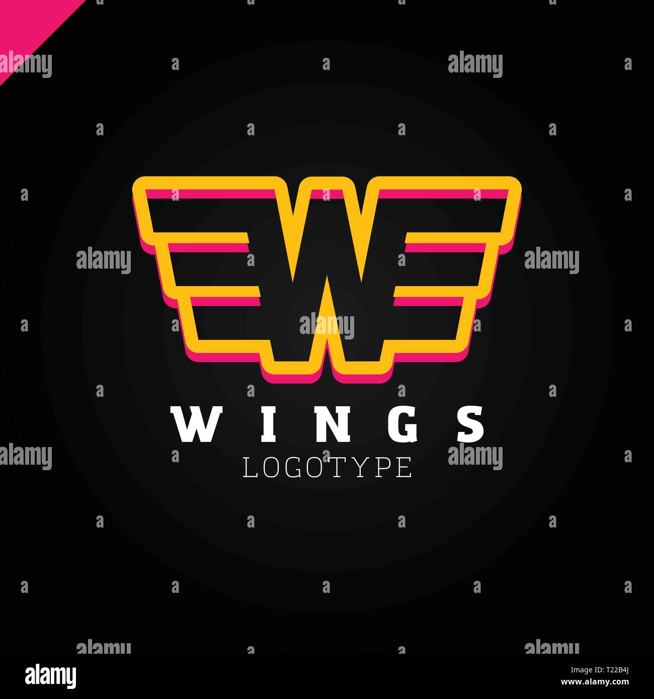 Abstract wings and letter W logo template. Vector business icon ...