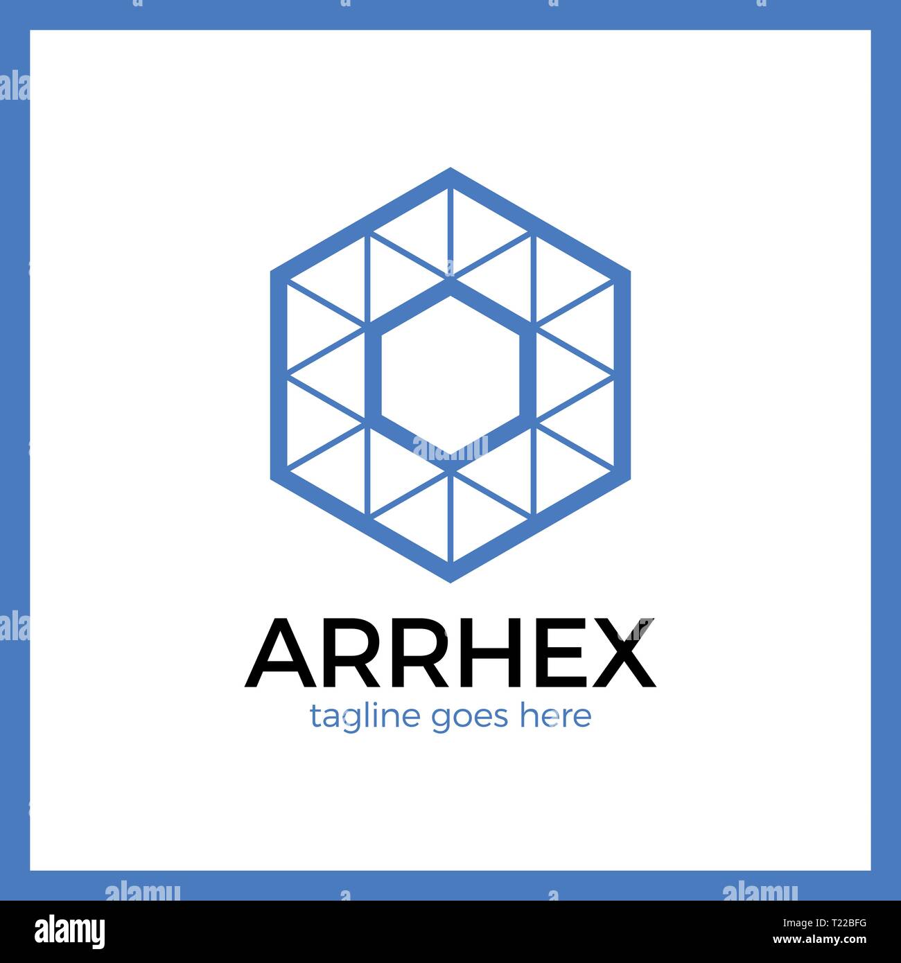 Hexagon Triangle Arrow Logo. Polygonal Logotype Stock Vector