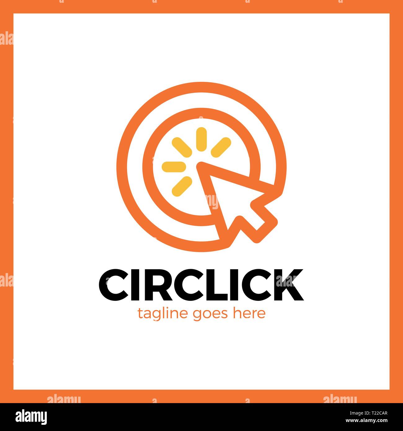 Circle Arrow Click Logo. Line Mouse cursor Logotype Stock Vector