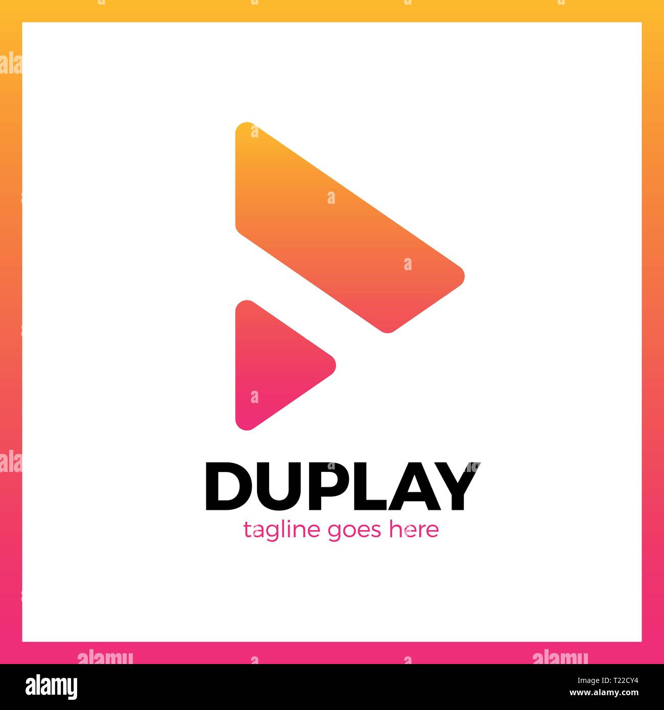 Double Triangle Media Play Logo Stock Vector