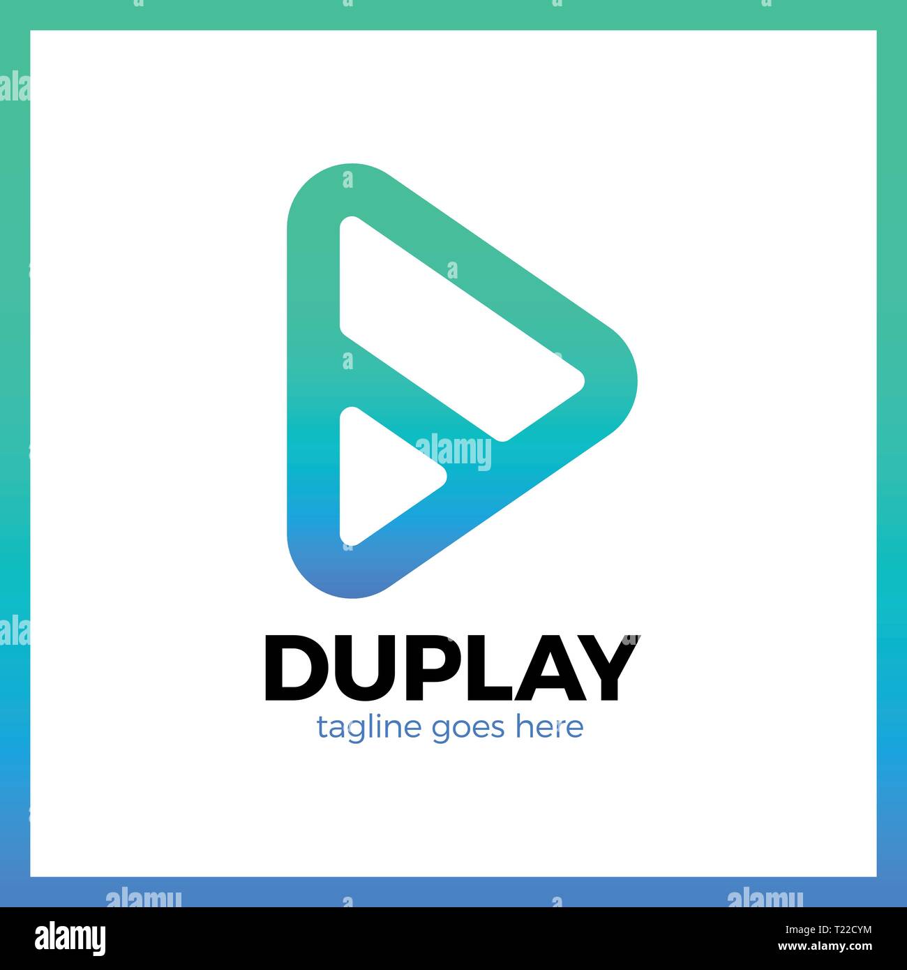 Double Triangle Media Play Logo Stock Vector