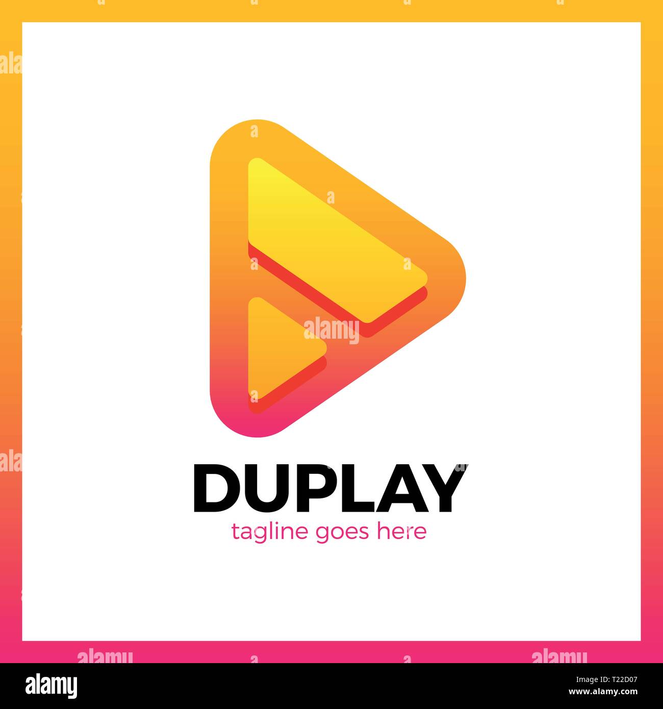 Double Triangle Media Play Logo Stock Vector