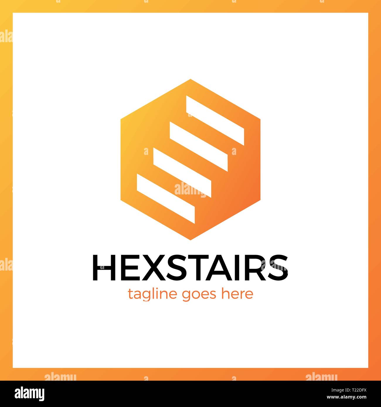 Stairs Hexa Logotype. Hexagon up line. Stock Vector