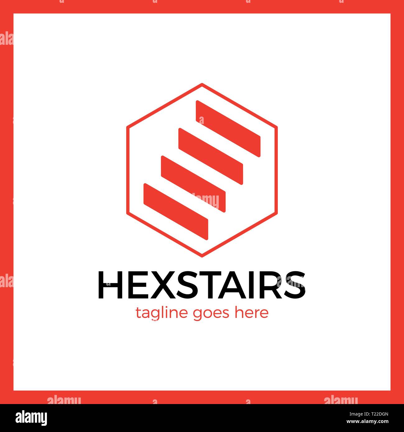 Stairs Hexa Logotype. Hexagon up line. Stock Vector