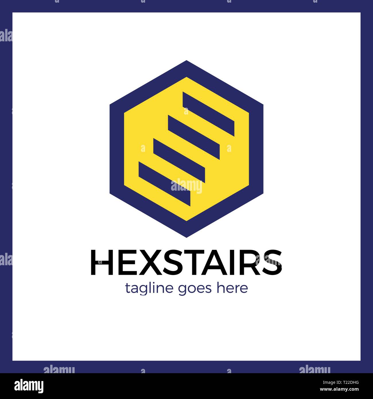 Stairs Hexa Logotype. Hexagon up line. Stock Vector