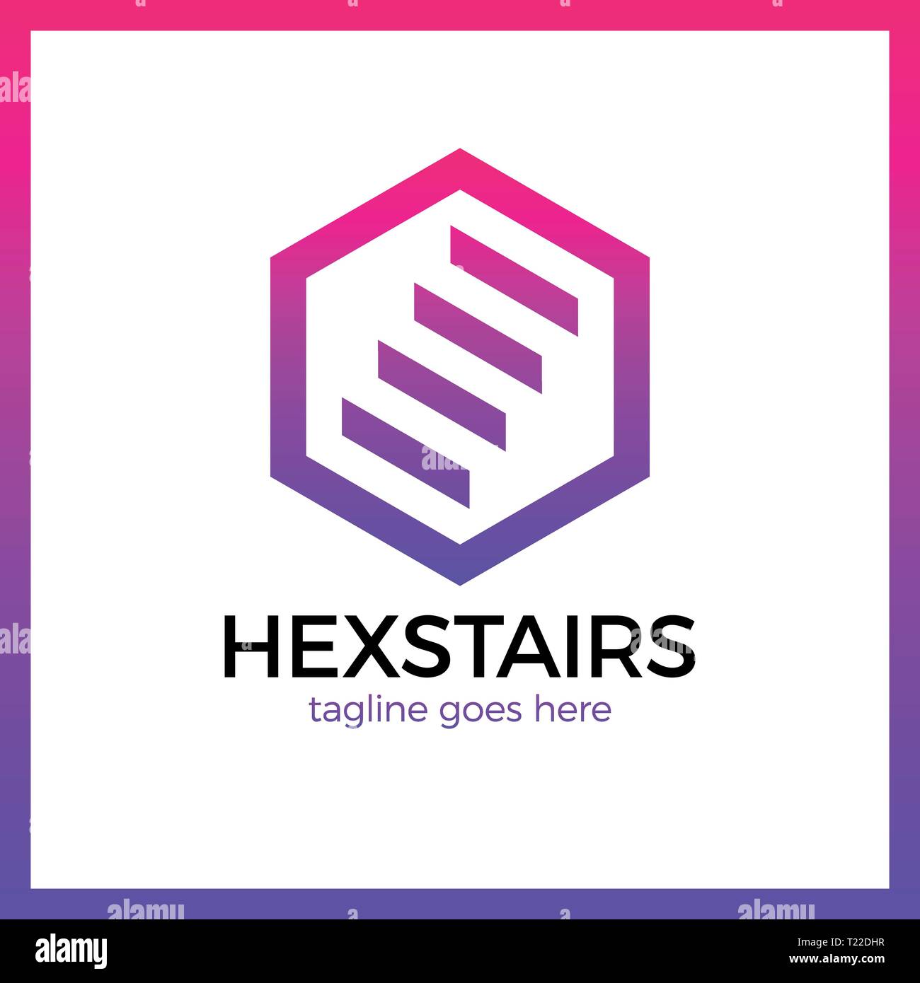 Stairs Hexa Logotype. Hexagon up line. Stock Vector