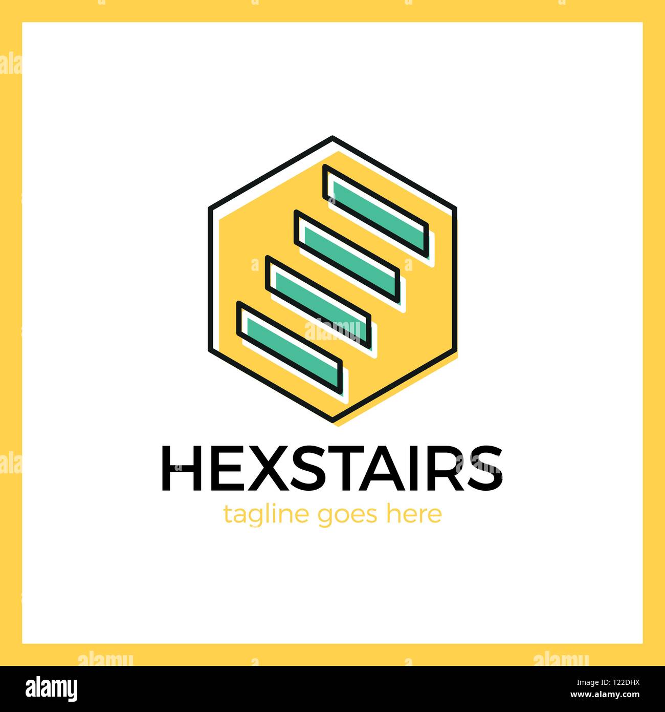 Stairs Hexa Logotype. Hexagon up line. Stock Vector