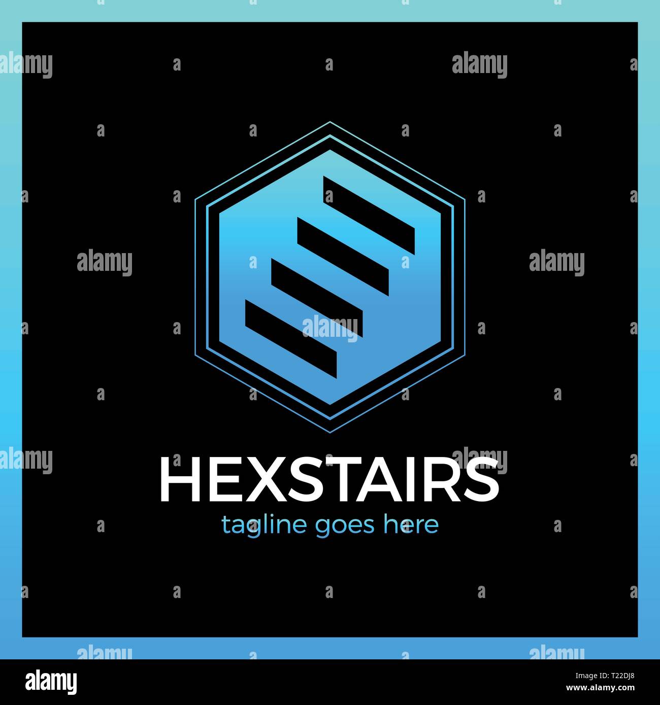 Stairs Hexa Logotype. Hexagon up line. Stock Vector