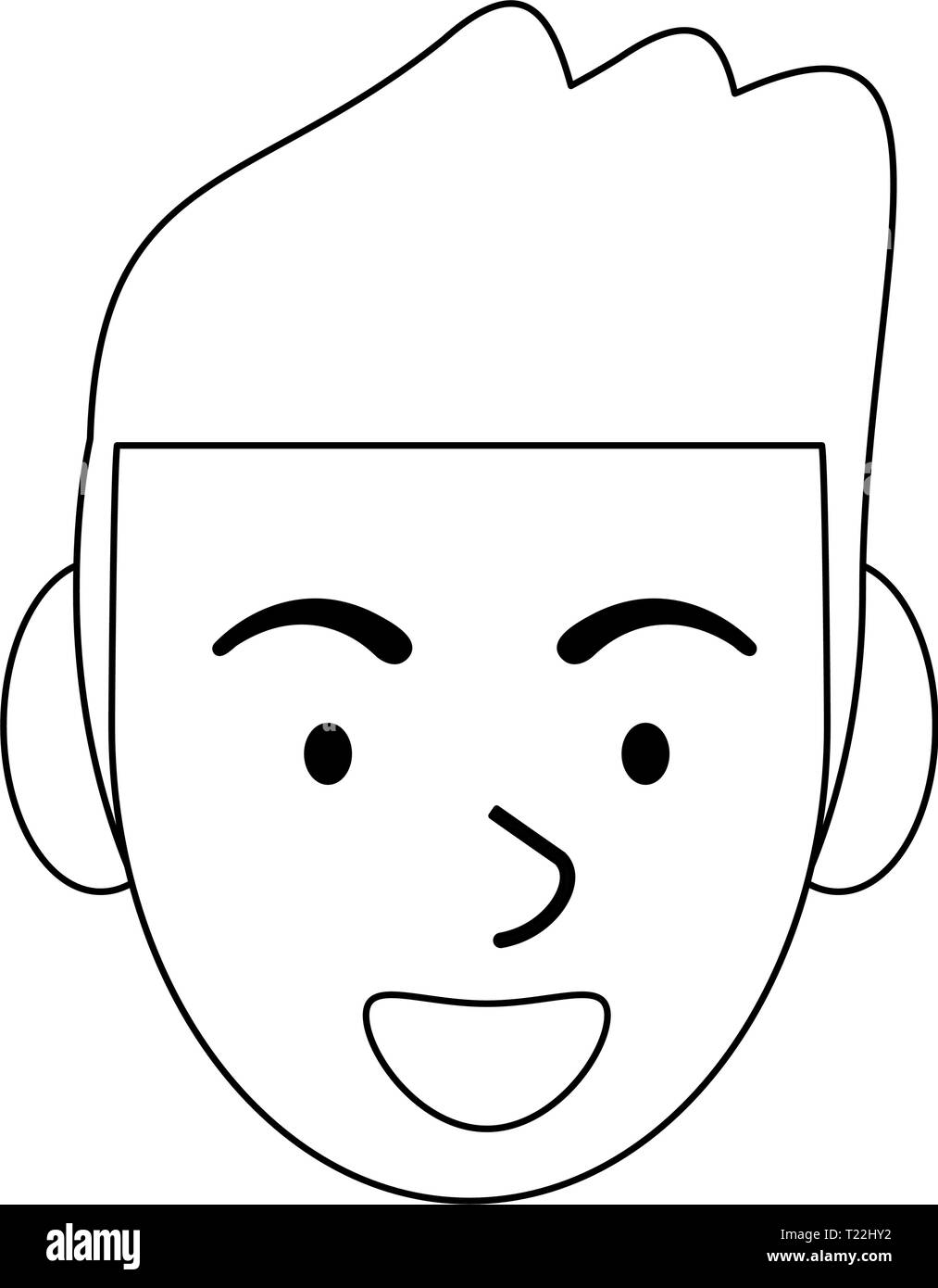 Man smiling face cartoon in black and white Stock Vector Image & Art ...