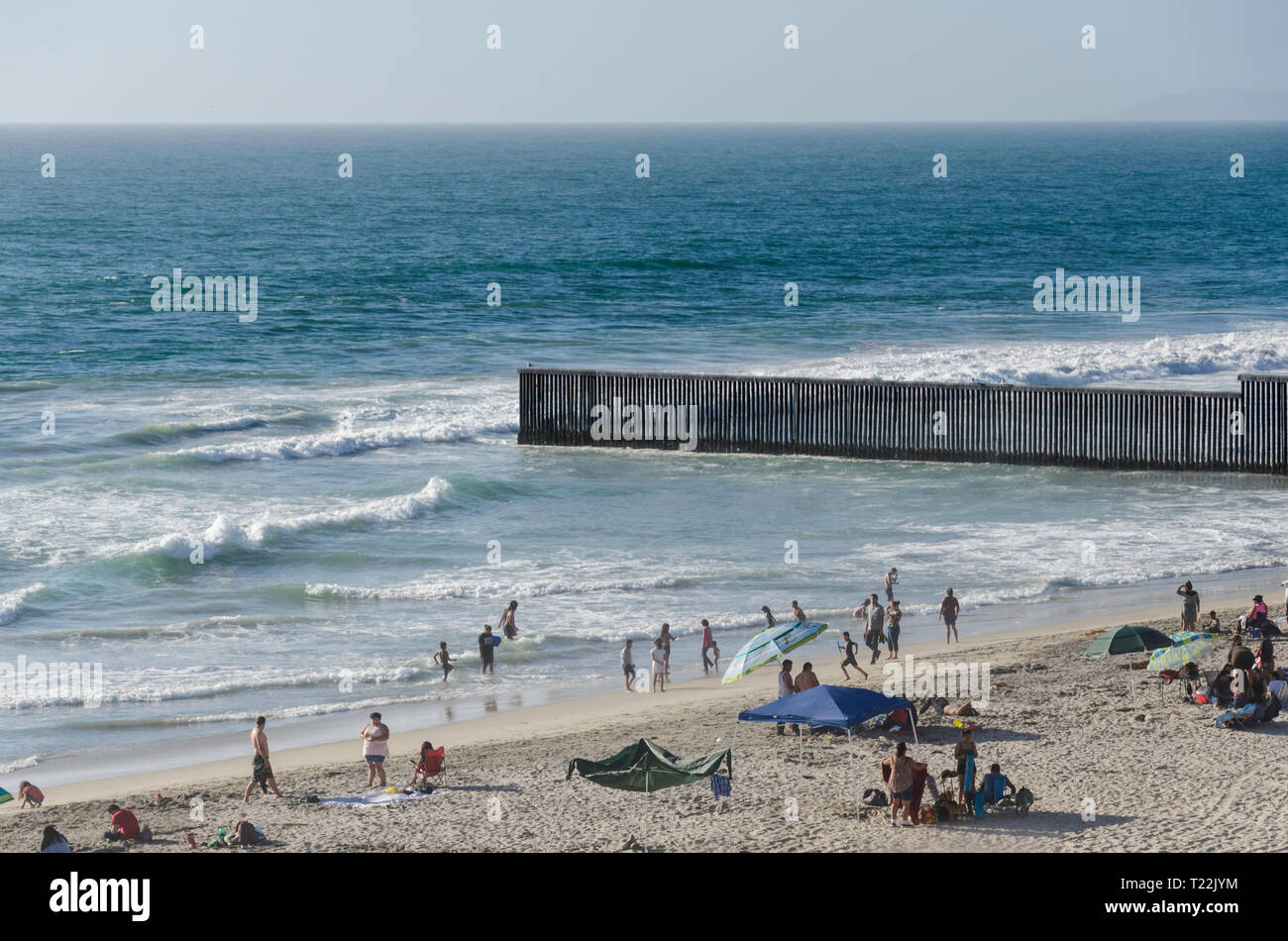 US/Mexico Beach Border Stock Photo