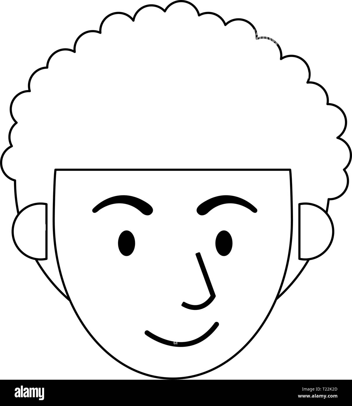 Man smiling face cartoon in black and white Stock Vector Image & Art ...